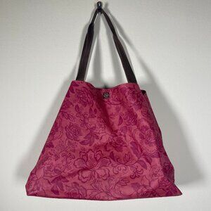 emilie Sloan Seattle Red Floral Tote Bag 16" x 13" Hook & Snap Closure Rainproof